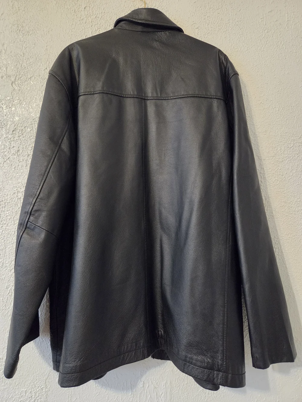 Perry Ellis Black Leather Zip-Front Jacket